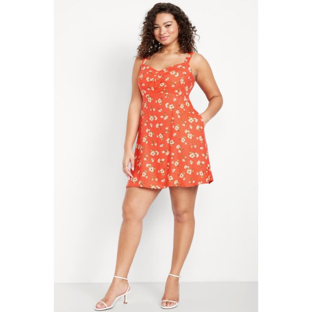 Old Navy Fit & Flare Crepe Mini Dress in Red Floral size 3X